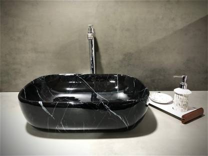 DELTA Premium Designer Wash Basin(0025) with Waste Pipe & Coupling set (18*13*5) Table Top Basin