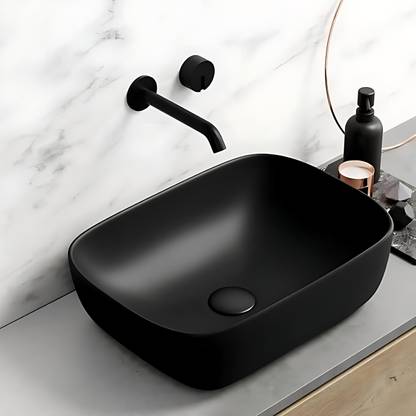 Lofina Ceramic Premium Designer Table Top Counter Top Golden Wash Basin Gold Ceramic Wash Basin DS BLACKMATT (L45XW32.5XH12.5 cm)Counter top Ceramic Wash Basin Table Top Basin