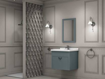 Flowenza Unbreakable Bathroom Vanity Cabinet & Washbasin Set/Washbasin with Cabinet grey Wall Hung Basin