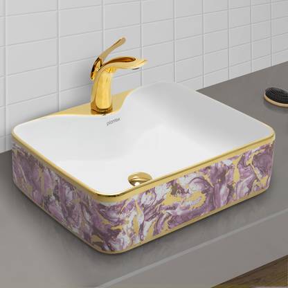 Plantex Ceramics Wash Basin/Table Top Wash Basin / Wash Basin Hand Wash Vessel Sink Basin - Indo-European Collection (NC-441) Counter Top