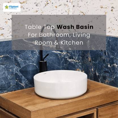 Flipkart SmartBuy TT-24 Premium Grade Ceramic's White Table Top Wash Basin Table Top Basin