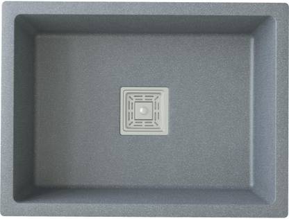 GLOXY Granite Quartz Single Bowl Kitchen Sink With Drain Rack, Basket with Hose Pipe and Waste Coupling (21x18 Inches) Vessel Sink