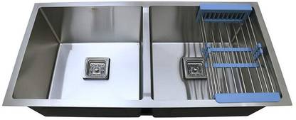 Himaksh Handmade Kitchen Sink /Double Bowl size 37 x 18 x10 064 Vessel Sink