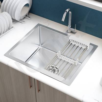 Plantex 304 Stainless Steel Grande Undermount Sink for Kitchen/Handmade Kitchen Sink Single Bowl Sinks with Coupling and Hose Pipe (22x18 Inches) Vessel Sink