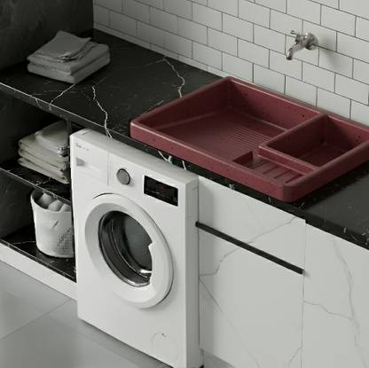 PRAJA Easy Cloth Wash Sink | Crimson Red Effect | High Grade Plastic | Wall Hung Basin