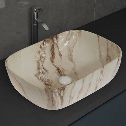 Plantex Ceramic Washbasin/Wash Basin Hand Wash/Tabletop Wash Basin-Marble Finish (ALPHA-NS-139) Table Top Basin
