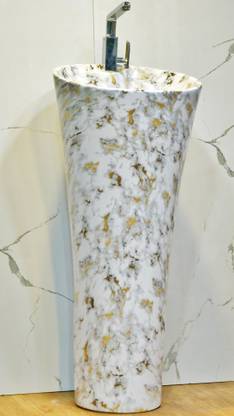 clayplus Italian Marble Inspired Designer Pedestal Wash Basin Pedestal Basin