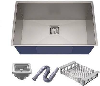 MIGSA Undermount Stainless Steel Kitchen Sink Single Bowl Heavy Duty 304 HANDMADE sound proof SINK MATT FINISH (24"×18"×10") SILVER MODEL- VM-0.9 Vessel Sink