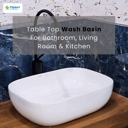 Flipkart SmartBuy TT-14 Premium Grade Ceramic's White Table Top Wash Basin Table Top Basin