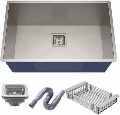 MIGSA 24 X 18 X 10 Stainless Steel Kitchen Sink Single Bowl Heavy Duty 304 HANDMADE sound proof SINK MATT FINISH (24"×18"×10") SILVER MODEL- VM-1.2 Vessel Sink