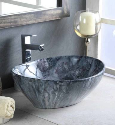 InletCera Premium Designer Ceramic Wash Basin(GJ-16)with Waste Pipe & Coupling set (17*13.5*5)(GJ-1016) Table Top Basin