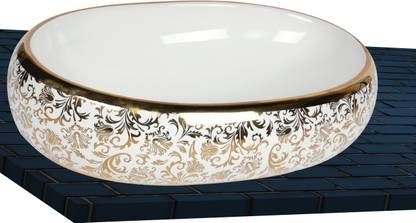 AEIR Fancy Premium Designer Imported Tabletop Ceramic Wash Basin 22X15 INCH - K2203 Ceramic Bathroom wash Basin Counter Top