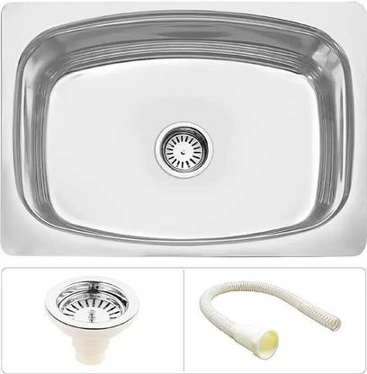 INNOMAX Sink Classic Quality Single Bowl Kitchen Sink Size 18*16*7Inch With Royal Coupling &Waste Pipe Under Counter Basin