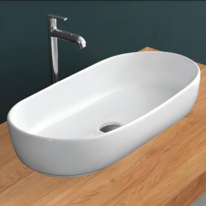 ACRT ACCURATE Ceramic Tabletop Oval Wash Basin/Countertop Bathroom Sink Table Top Basin