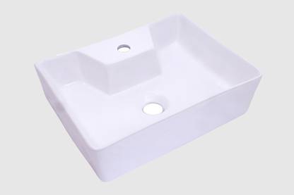 QUALIPREC CERAMIC WALL HUNG AND TABLE TOP 2 IN 1 WASH BASIN,FOR BATHROOM 16X12X5 IN B MILKY WHITE Wall Hung Basin