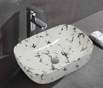 Nerobi Nerobi Wash Basin Countertop, Tabletop Ceramic Bathroom Sink/Basin. White,Black 971 Table Top Basin