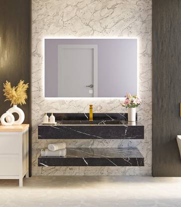 banzer Bathroom Vanity Cabinet Set Made with Sintered Marble with Basin and LED Mirror JBV1022 Over Counter Basin