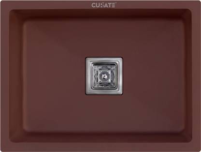 CURATE Quartz Kitchen Sink Brown MATALLIC Finish- 24x18x9 inch Metallic Brown | CURATE A303 Counter Top