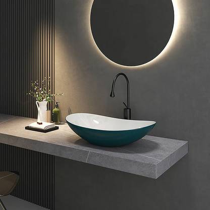 Glexero SUV Double CLR Premium Quality Imported Countertop Wash Basin Glossy Finish Table Top Basin