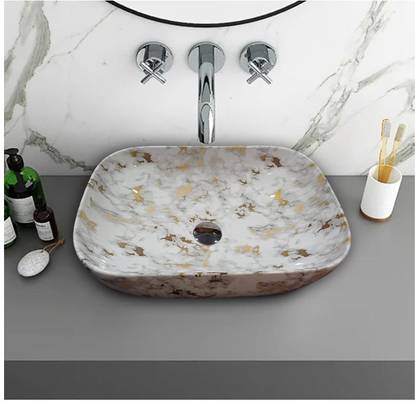 wellpit Very Stylish White & Gold ,designer ceramic wash basin ,Living Room Wash Basin WI-1007 Table Top Basin
