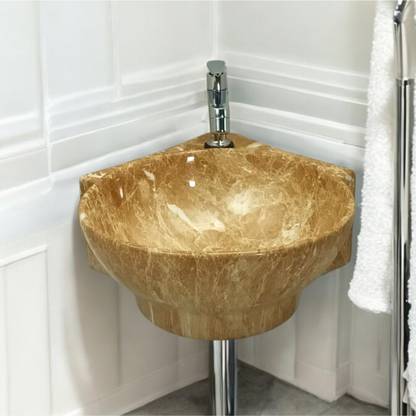 Reyal Premium Corner Sink/Wall Mount Basin for Bathroom (12x16x5 Inch) Corner Basin