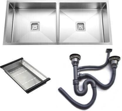 ROSSIL Undermount Stainless Steel Kitchen Sink Single Bowl Heavy Duty 37" X 18" X 10" DOUBLE BOWL KITCHEN SINK (MATTE FINISH) Vessel Sink (MATT) Vessel Sink