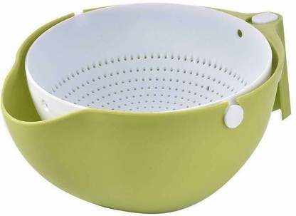 Flipco Double Drain Basket Bowl for Washing Kitchen Strainer Collapsible Strainer