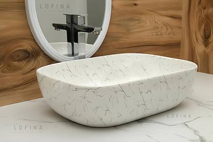 Lofina Ceramic Premium Designer Table Top Counter Top Wash Basin Ceramic Wash Basin DSM 1013 (L45XW32.5XH12.5 Cm) Counter top Ceramic Wash Basin Table Top Basin Table Top Basin