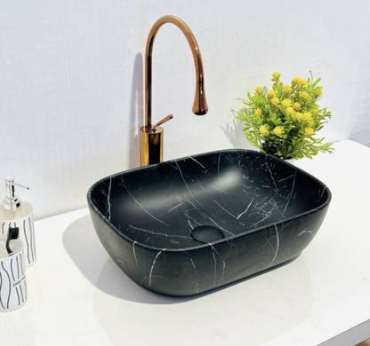 DELTA Premium Designer Ceramic Wash Basin(06) with Waste Pipe & Coupling set (18X13X5)(M25-Matt) Table Top Basin