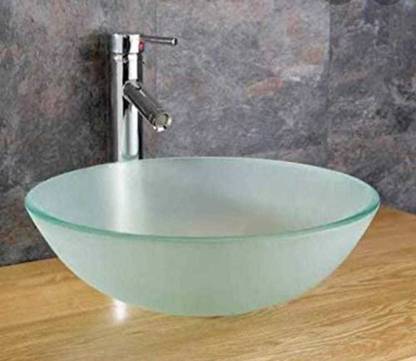 sonalink Table Top Wash Basin Bowl Frosted Glass Basin 16xx16 Counter Top glossy finish Counter Top