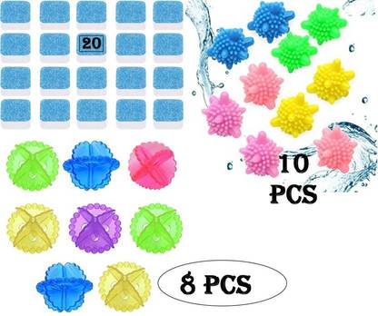 M2 ENTERPRISE 10 Silicon Anti-winding & 8 Laundry Dryer Ball & 20 PCS Washing Machine Tablet Detergent Bar
