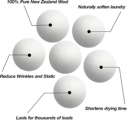 Budieggs Wool Laundry Balls Anti Wrinkle Anti Static Saving Energy and Time. Detergent Bar
