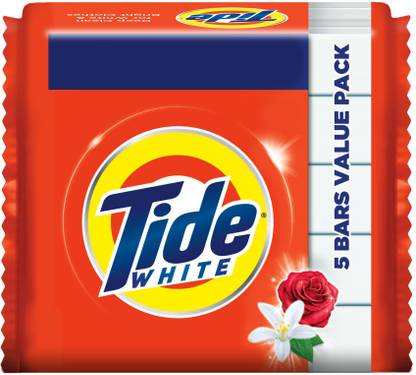 Tide White Detergent Bar Soap, Value Pack 200 gms x 5 (Buy 4 Get 1) Detergent Bar