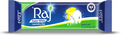 Raj Super White Laundry Soap For Clothes | Removes Tough Stains (150g X 20pcs) Detergent Bar
