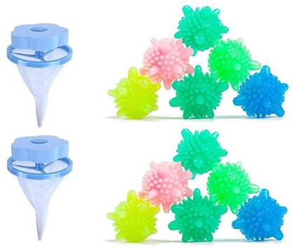 Qweezer 2Pcs Foating Net Lint Catcher & 12Pcs Laundry balls For Washing Machine Detergent Bar