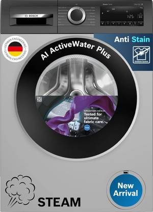 BOSCH 9 kg Fully Automatic Front Load Washing Machine with In-built Heater Silver