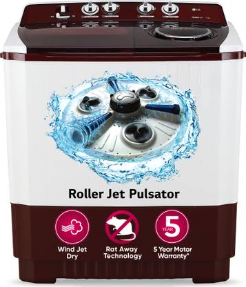 LG 11 kg 5 Star Rating Semi Automatic Top Load Washing Machine Maroon, White