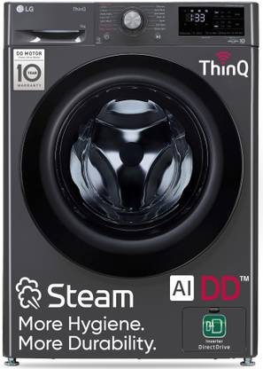 LG 9 kg 5 Star with AI Direct Drive, 6 Motion, Inverter Direct Drive, Steam and Wi-Fi Enabled Fully Automatic Front Load Washing Machine with In-built Heater Black