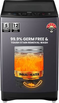 Haier 7.5 kg Fully Automatic Top Load Washing Machine with In-built Heater Black, Grey
