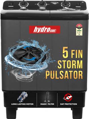 ONIDA 7 kg 5 Star With Five-Fin Storm Pulsator Semi Automatic Top Load Washing Machine Black, Grey