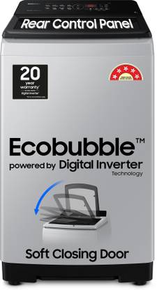 SAMSUNG 8 kg 5 star, Ecobubble, Digital Inverter, Fully Automatic Top Load Washing Machine Grey