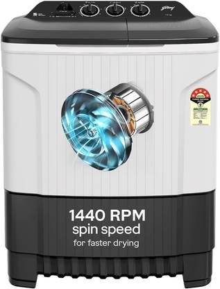 Godrej 7.5 kg 5 Star With Rain Shower Spin Washing Machine Semi Automatic Top Load Grey, White