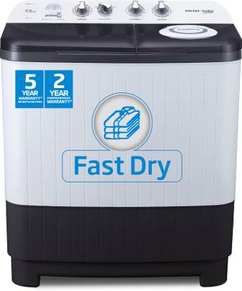 Voltas Beko by A Tata Product 7.5 kg with Fast Dry, Double Waterfall, 5 Wing Pulsator Semi Automatic Top Load Washing Machine Grey