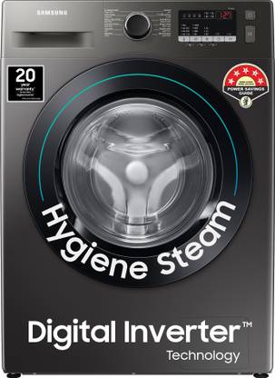 Samsung 8 kg 5 Star, Digital Inverter Motor,Hygiene Steam, Fully Automatic Front Load Washing Machine with In-built Heater Black