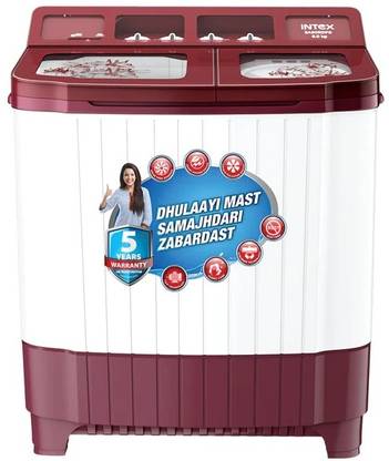 Intex 9 kg Semi Automatic Top Load Washing Machine Maroon, White