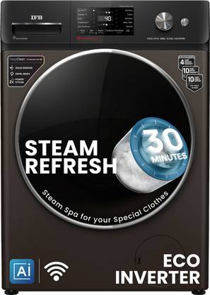 IFB 9 kg 5 Star with Steam Refresh program, 9 Swirl Wash, Eco Inverter, with AI Fully Automatic Front Load Washing Machine with In-built Heater Black