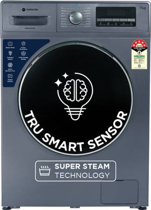 MOTOROLA 7 kg Super Steam Technology Fully Automatic Front Load Washing Machine with In-built Heater Blue