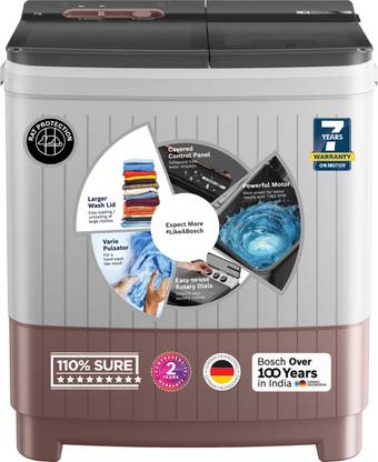 BOSCH 9 kg 5 Star with 1360 High RPM Spin Motor Semi Automatic Top Load Washing Machine Multicolor