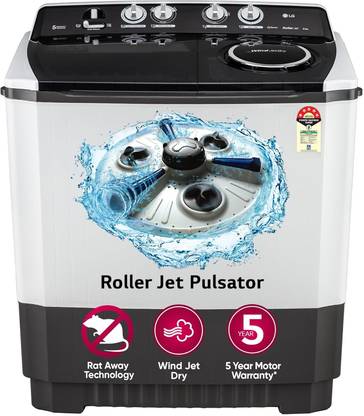 LG 9.5 kg Semi Automatic Top Load Washing Machine Grey, White