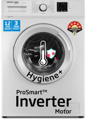 Voltas Beko by A Tata Product 6 kg Hygiene+ and Pro Smart Invertor Motor Fully Automatic Front Load Washing Machine with In-built Heater White